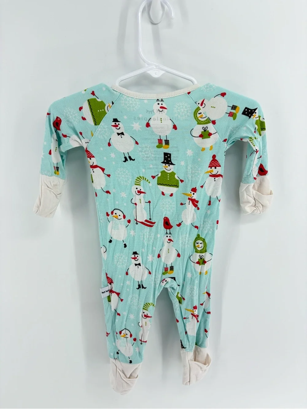 Little Sleepies Light Blue Snowman Print Footed One-Piece